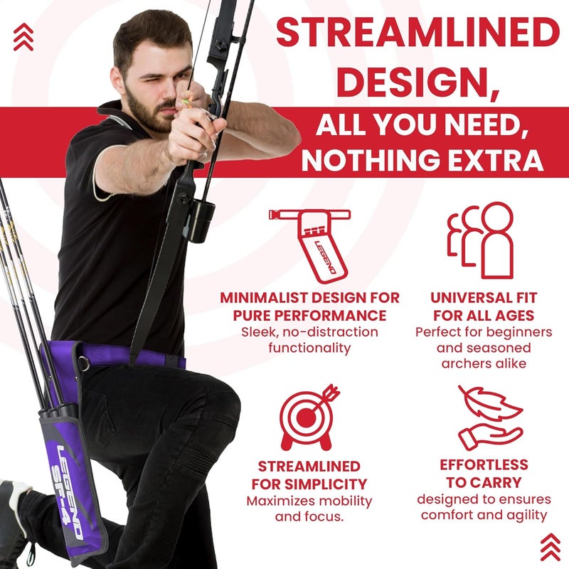 Legend SF4 Hip Quiver for Arrows -vBeginner-Friendly Right-Handed Arrow Quiver with 3 Arrow Tubes, Durable Archery Quiver with Adjustable Belt Strap, Waist Quiver Arrow Holder for Target Shooting - Image 3